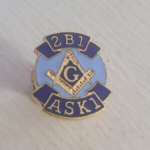 Masonic Lodge Membership Vintage Lapel Pin Tie Tack - 2B1 ASK1 Lodge Badge Pin